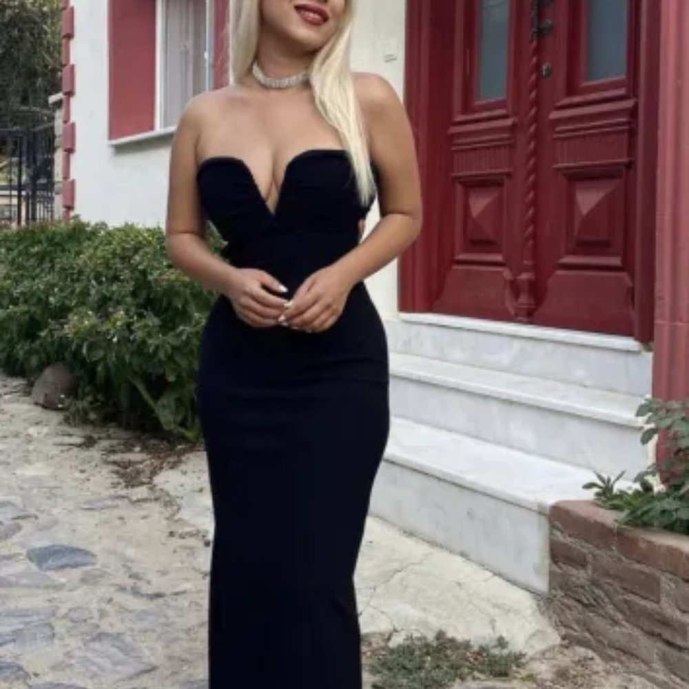 ZARA NEW Cut Out Midi Black Dress